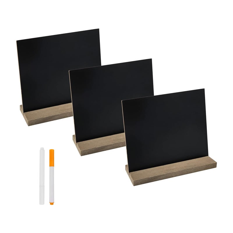 DSTELIN 5 X 6 Inches Mini Tabletop Chalkboard Signs with Vintage Style Wood Base Stands, Set of 3 - Image 1